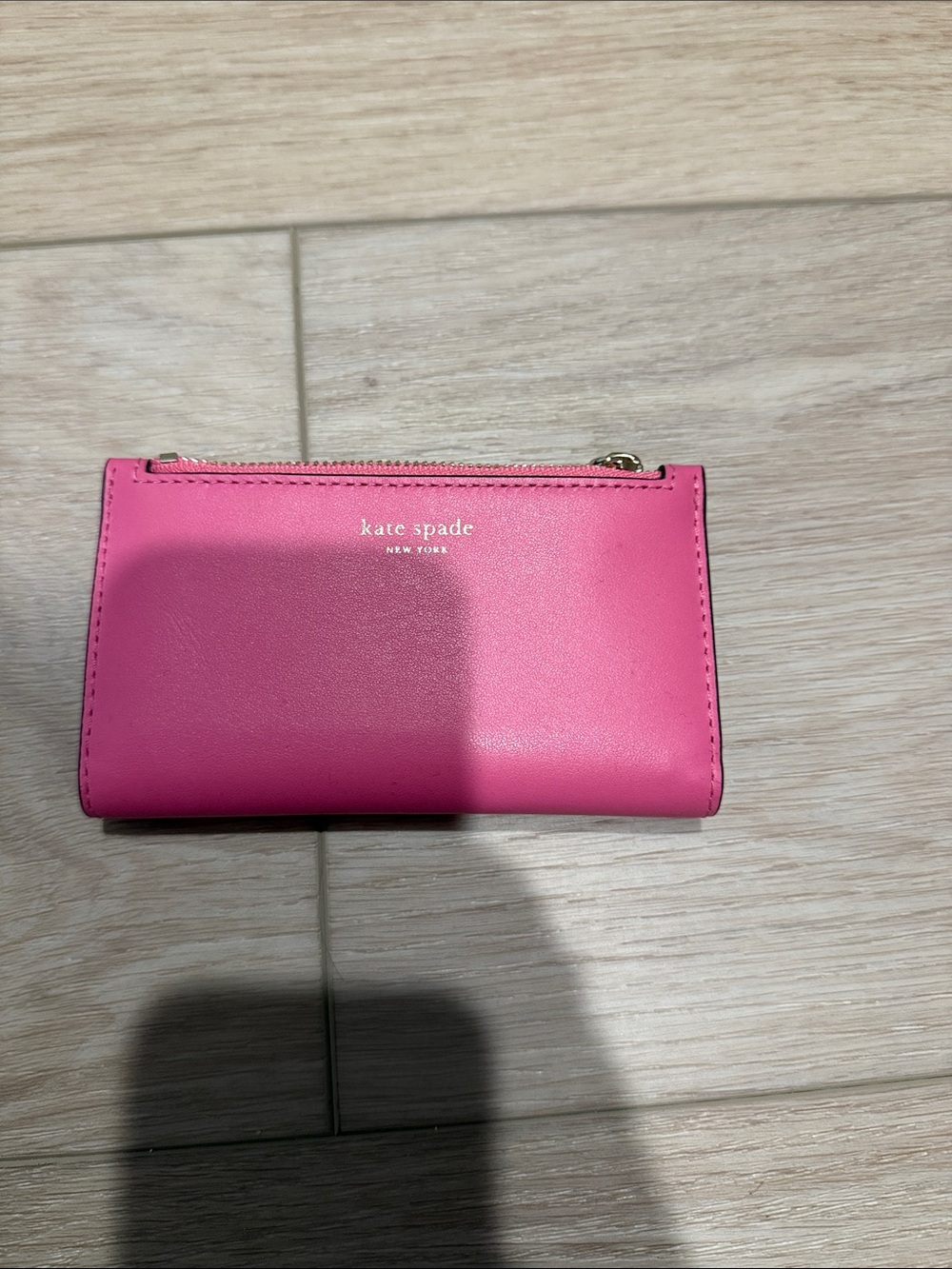 kate spade Hot Pink Leather Zip Card Holder
